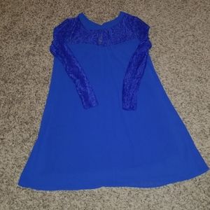 Royal blue, women's lace top dress